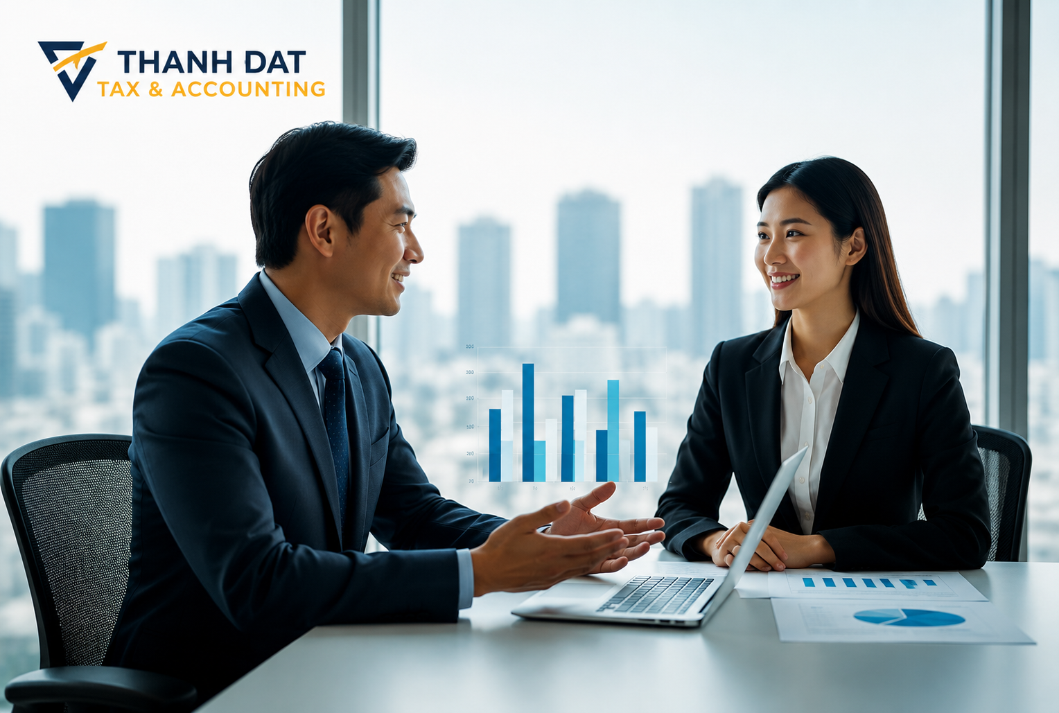 Business professionals discussing Washington capital gains tax strategy with Thanh Dat Tax