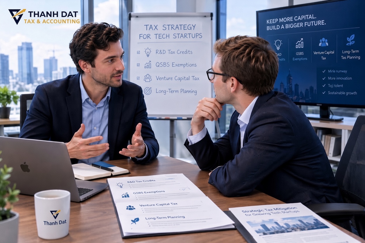 Thanh Dat Tax experts discussing strategic tax mitigation and planning for tech startups