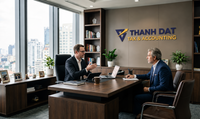 Two executives discussing employer duties and payroll services for Washington PFML